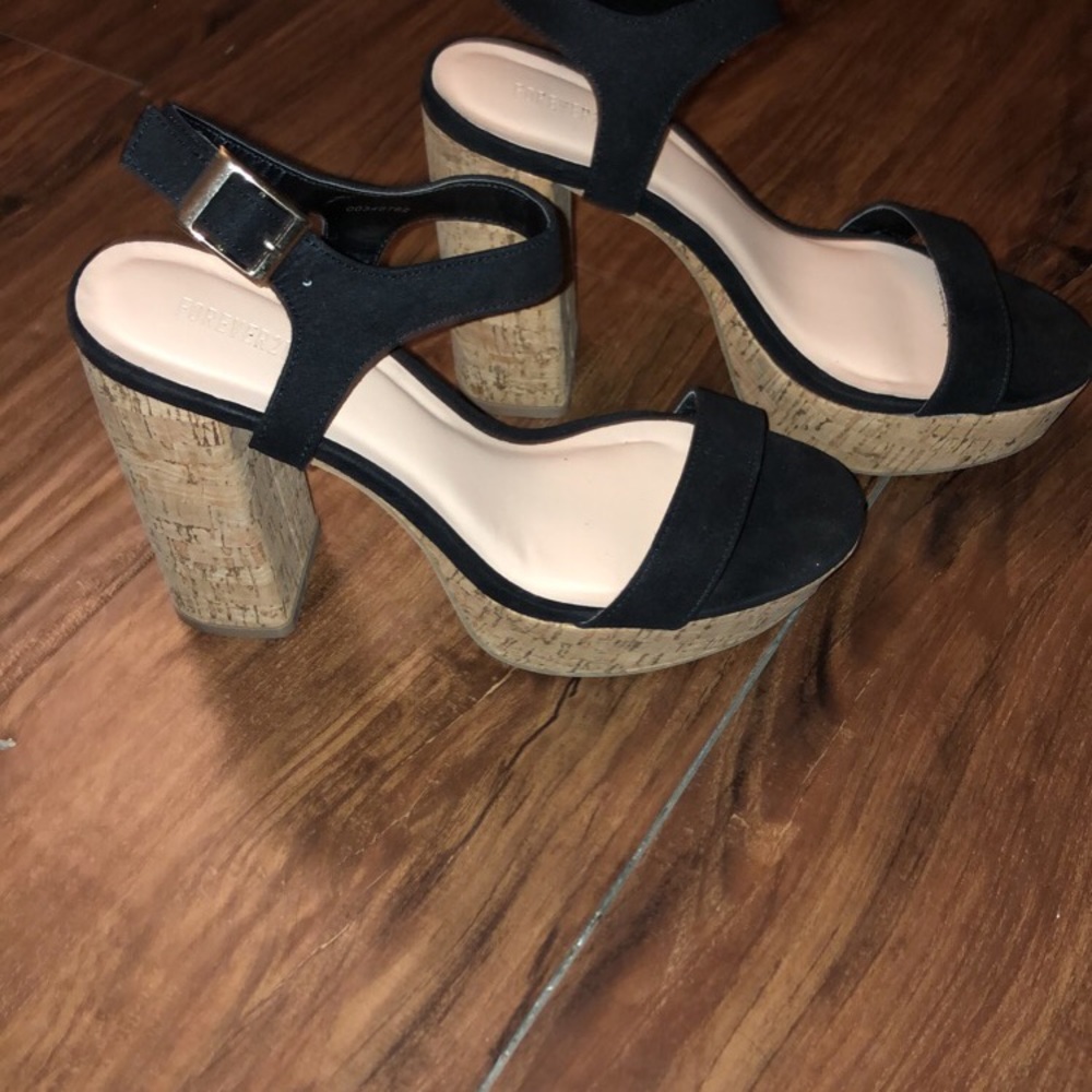 Black platform clog heels